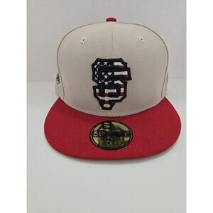 San Francisco GIANTS New Era Baseball Hat Cap July 4 American Flag 7 1/2 59.6cm